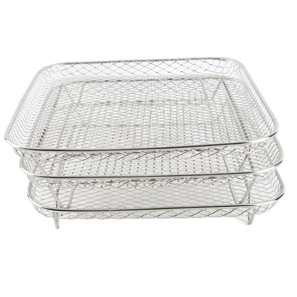 3-ярусная квадратная решетка для фритюрницы, можно мыть в посудомоечной машине, нержавеющая сталь SUS304, аксессуар для жарки и гриля для фритюрницы