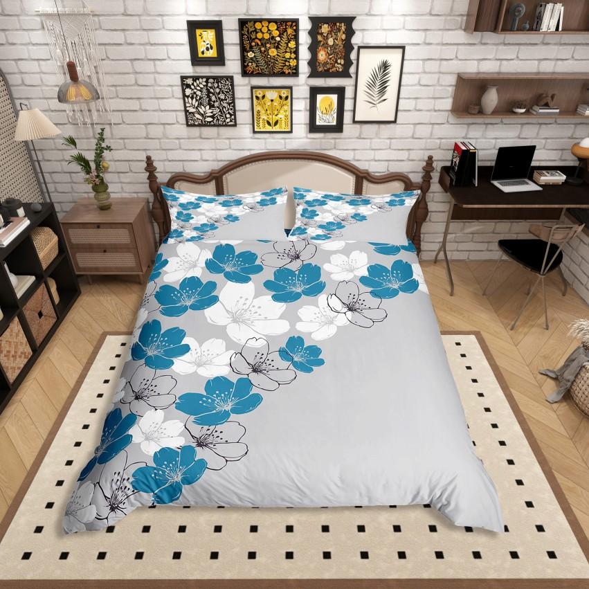 Homewish Cartoon Chic Flower Duvet Cover Set,Outer Space Planet Jungle Mushroom Bedding Set,Dreamy Stars Moon Bed Set