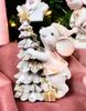 Christmas Mouse Figurine with Christmas Tree Pink