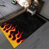 Black Carpet with Red Flames and Yellow Border Design for Home Decor Suitable for use as an anti-slip for living room bedroom sofas