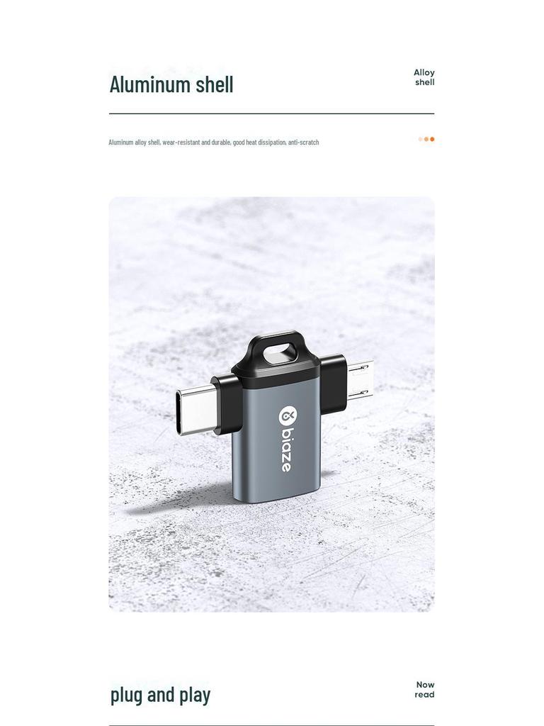 Biaz Двойной OTG-адаптер: Переходник Type-C и Micro USB на USB-флешку
