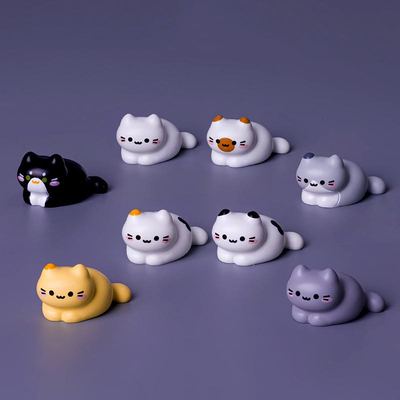 8Pc Cute Cat Animal Decoration Resin Craft Miniature Figure Tiny For Bonsai Fairy Garden Home Decor