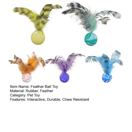 5 шт. игрушка-мяч для кошек с перьями интерактивные мини-прыгучие мячи с перьевым мячом для упражнений для кошек игрушка для чистки зубов для домашних кошек