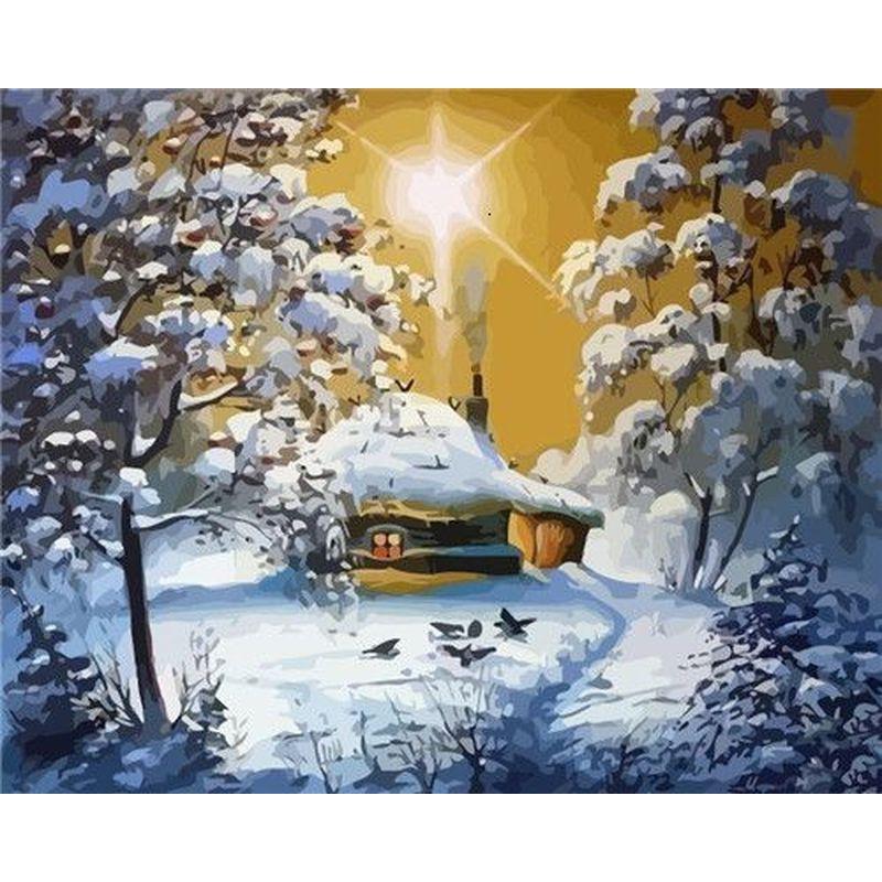 DIY 5D Diamond Painting House Diamond Embroidery Winter Snow Scenery Full Round Mosaic Resin Landscape Cross Stitch Kits