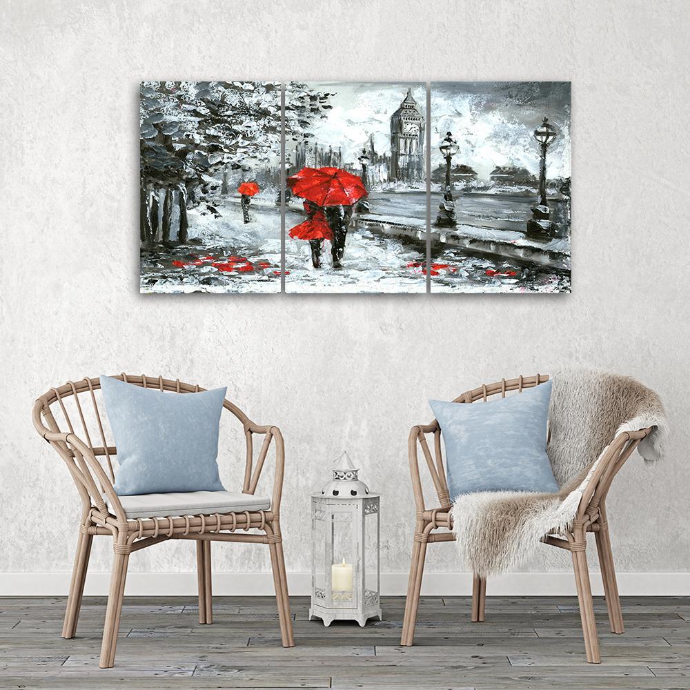 Three Piece Picture Canvas Print London Walk Big Ben