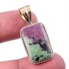 Подарочный двухцветный кулон Ruby In Zoisite из стерлингового серебра 925 пробы, созданный в лаборатории, 1,25 дюйма, S2n56