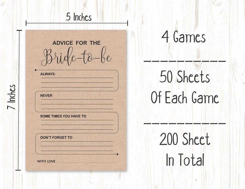 Inkdotpot Набор игр для девичника, комплект из 4 штук(50 листов каждый) w Miss to Mrs Gold Banner Kraft Rustic Fun Игры для свадебного душа