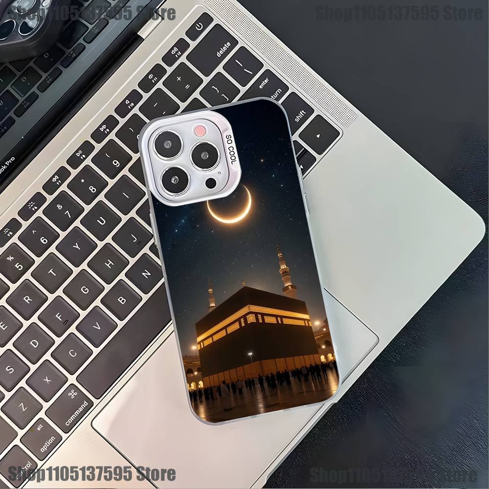Moslem and kaaba Phone Case For iPhone 17,16,15,14,13,12,11,Pro,XS,Max,Plus,Mini,SE4,E White Matte Shockproof Cover