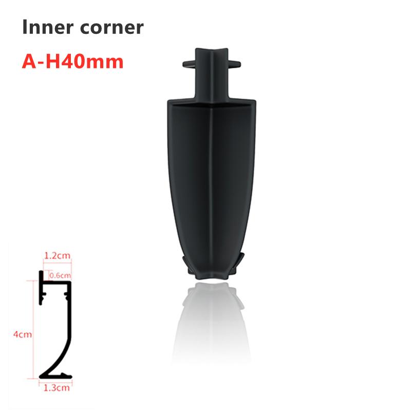 Светодиодный плинтус H40/50/65 мм, линейный светильник, алюминиевый профиль, аксессуары, плинтус, пластиковый внутренний уголок, внешний угловой соединитель