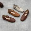 Genuine Leather Thong Single Shoes Handmade Flat Mary Jane Cowhide Shoes