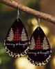 Retro Multicolor Plaid & Leopard Leather Christmas Tree Earrings