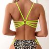 Женский комплект бикини с леопардовым принтом и лямками для плавания и пляжной одежды