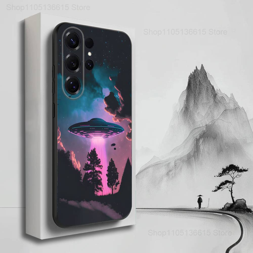 Единичное Космическое НЛО Инопланетянин Для Samsung S9,S10,S20,S10,S21,S25,S24,S23,Ultra,FE,Plus,Lite,Мягкий Силиконовый Черный Чехол
