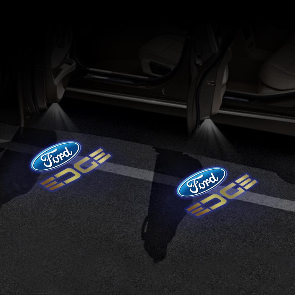 ugsbf6 2PCS Car HD Induction Lamp Laser LED Welcome Light Decoration Accessory For Ford Max 2007-2008 Mondeo 2007-2013 FOCUS Mustang