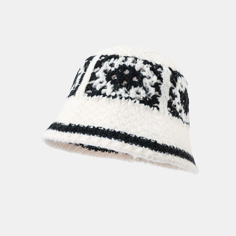 Niche Hand-плетеная шляпа женская шляпа-ведро с изображением маленького лица универсальная вязаная шерстяная шляпа Guochao танцующий лев толстая