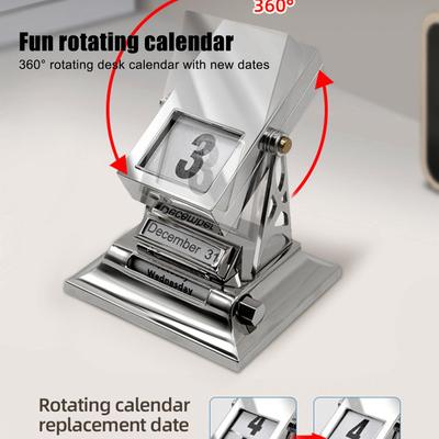 Настольный календарь Настольный вечный календарь Металлический декор Настольное вращающееся украшение Игрушка-спиннер для студентов, учителей, подростков, женщин, мужчин