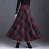 Женская шерстяная юбка с высокой талией и клетчатым принтом, юбка-трапеция, осень-зима, утолщенная юбка с большим подолом, повседневная одежда