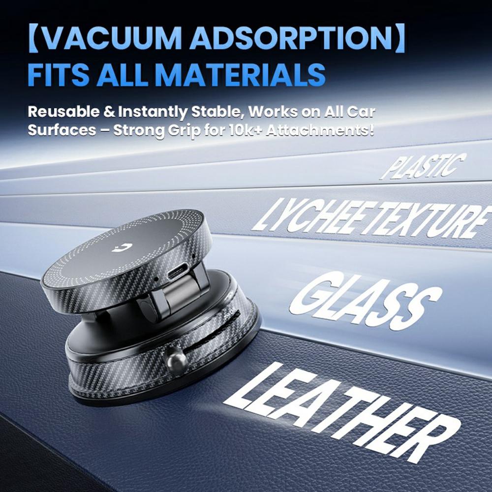 HONNOBE A14 Magnetic Wireless Charging Phone Mount Vacuum Suction 15W Fast Charger Phone Stand For Dashboard Windshield