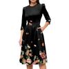 Women's Casual And Fashionable 3/4 Sleeve Pocket With Back Zipper Dress