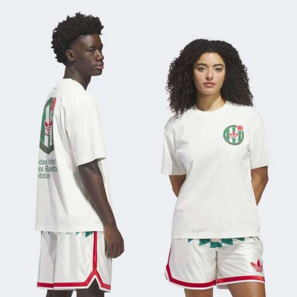 adidas Унисекс Классическая Оверсайз Футболка с Баскетбольным Гербом K...