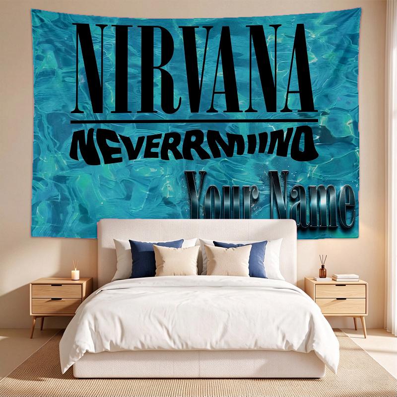 Nirvana (5) Custom Name Tapestry Wall Hanging Tapestry Wall Art Decor for Bedroom Living Room