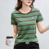 Корейская полосатая хлопковая футболка с короткими рукавами женская летняя повседневная нишевая дизайнерская шикарная свободная футболка с вышитым медведем