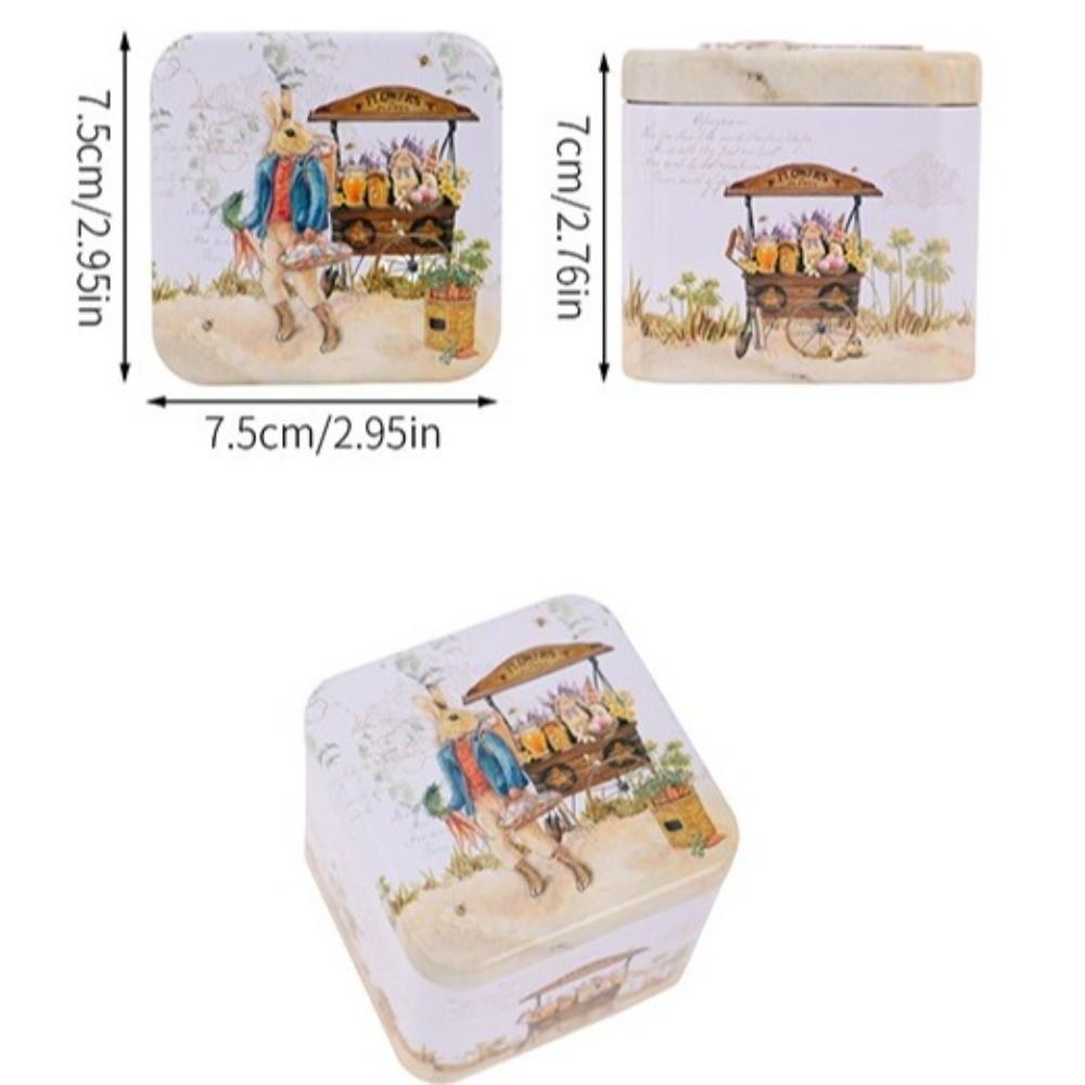 Empty Box Easter Gifts Box Square Shape Easter Egg Box Rabbit Tin Storage Box  Easter Party