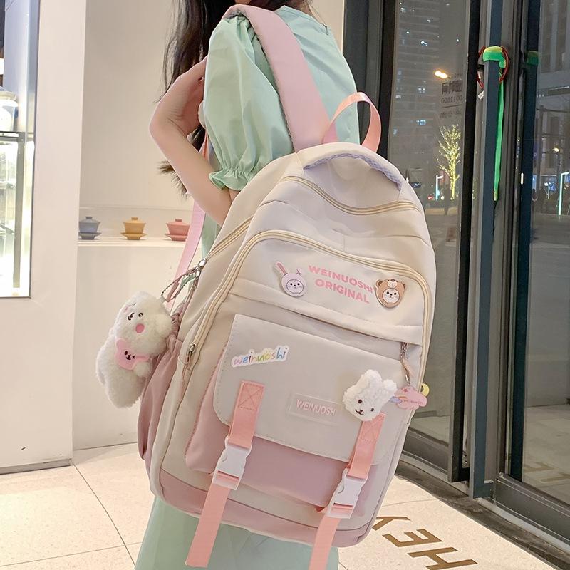 School Bag Children's Primary School Students Color Matching School Backpack Female Middle School Students High Quality Fashion Junior High School