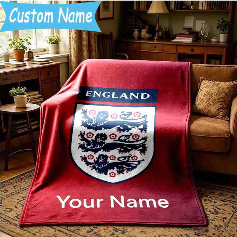Custom Name England National Blanket Bedding Blanket for Women Men, Soft Throw Blankets for Couch,Bed, picnic, Christmas gifts