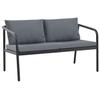 VidaXL 2-Seater Garden Sofa and Cushions Grey Aluminium Garden Furniture 44699