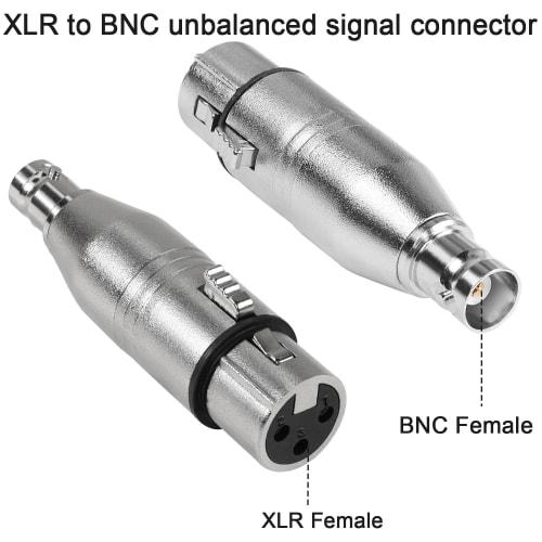 QIANRENON XLR To BNC Adapter - 3-Pin XLR Female To BNC Female Coaxial Analog Video Connector, Extended Conversion for RF, Audio, Camera, Microphone, M
