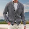 Мужской свитер, пальто с карманами, отложным воротником, длинными рукавами, однобортный, на пуговицах, с длинными рукавами, однотонный, плотный трикотажный жакет