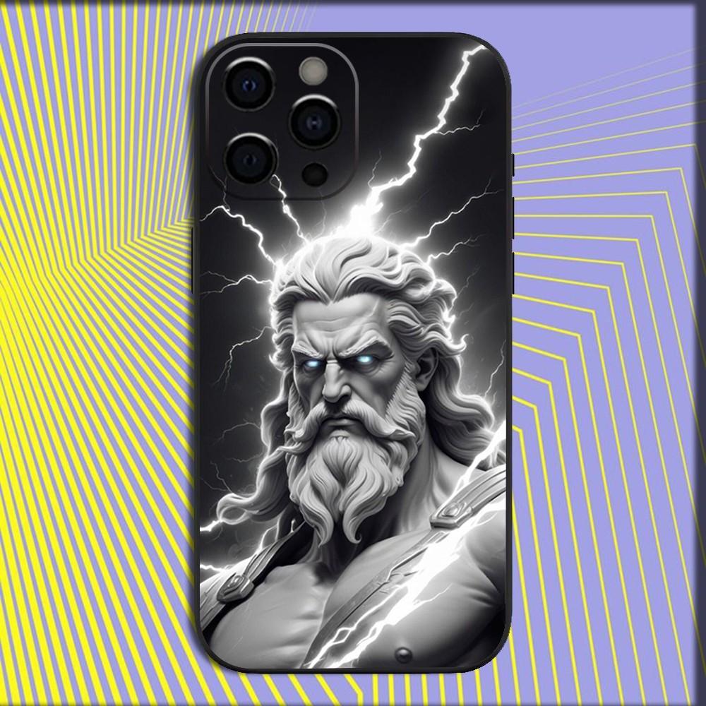 Статуя греческого бога Лицо Зевса Чехол для телефона для iPhone 16,15,14,13,12,11,Pro,X,XS,Max,XR,Plus,Mini Мягкая черная крышка