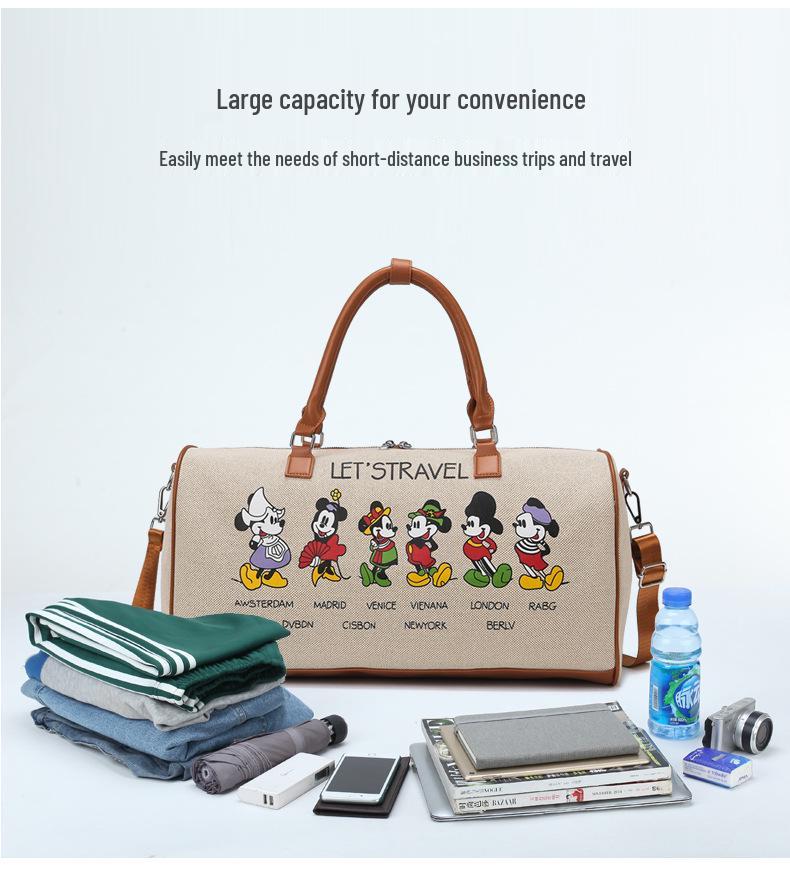 Корейская мультяшная женская парусиновая сумка большой вместимости для спорта и путешествий