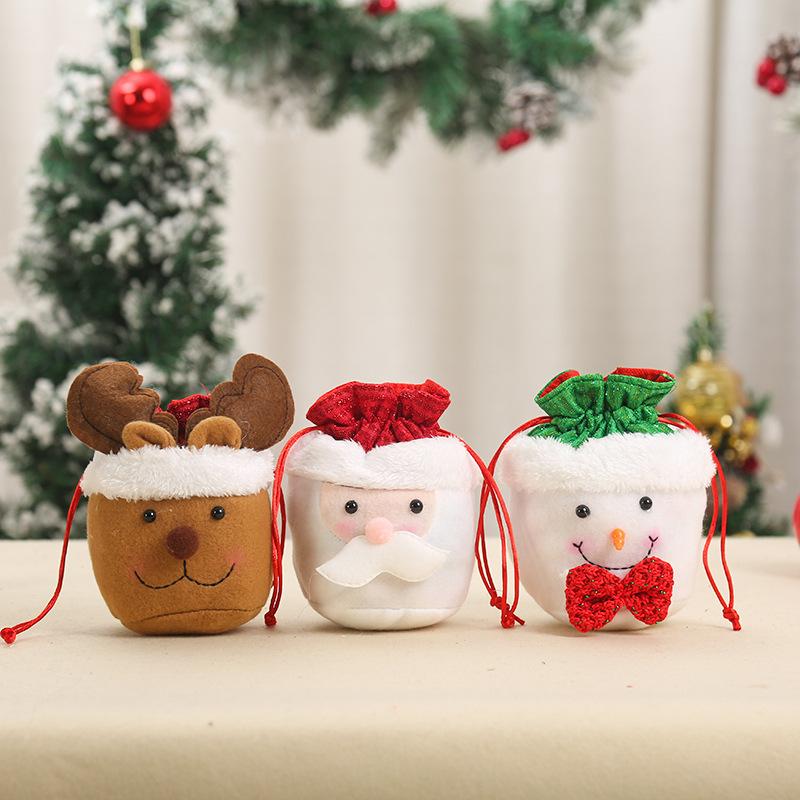 Christmas decoration bright cloth drawstring apple bag Santa candy bag children's gift bag Christmas apple bag