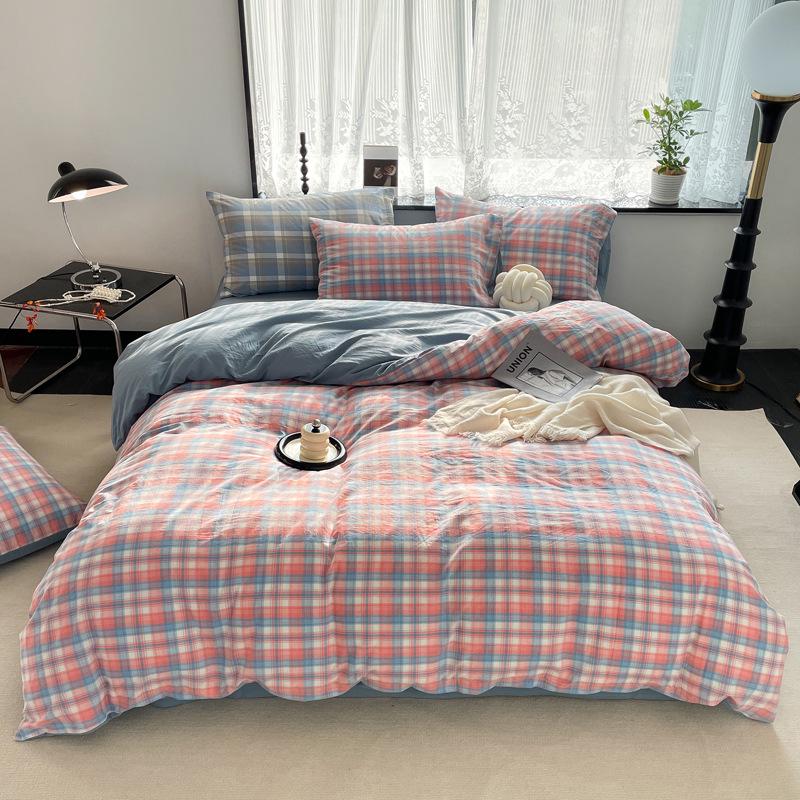 Серия AB Cotton: Комплект постельного белья из чистого хлопка для общежития - односпальный, из четырех частей с простынями