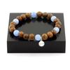 Stones and Minerals. Aquamarine Pearl Bracelet + Wood 8 Mm. Made In France.