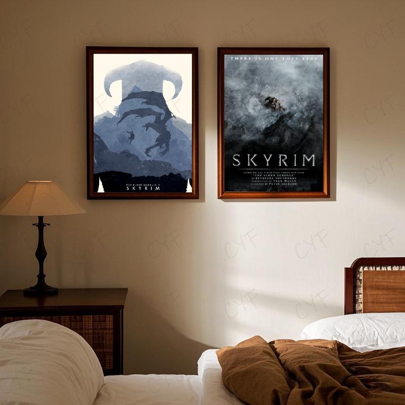 S-Скайрим Постер The Elder S-Scrolls V HD арт липкий на стену водонепроницаемый дом гостиная спальня бар эстетичное украшение