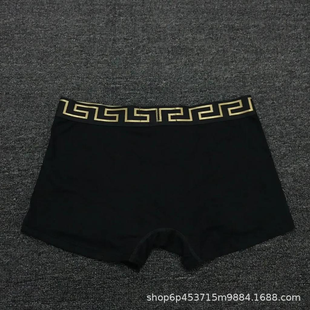 Трендовые мужские дышащие боксеры из чистого хлопка с золотой отделкой