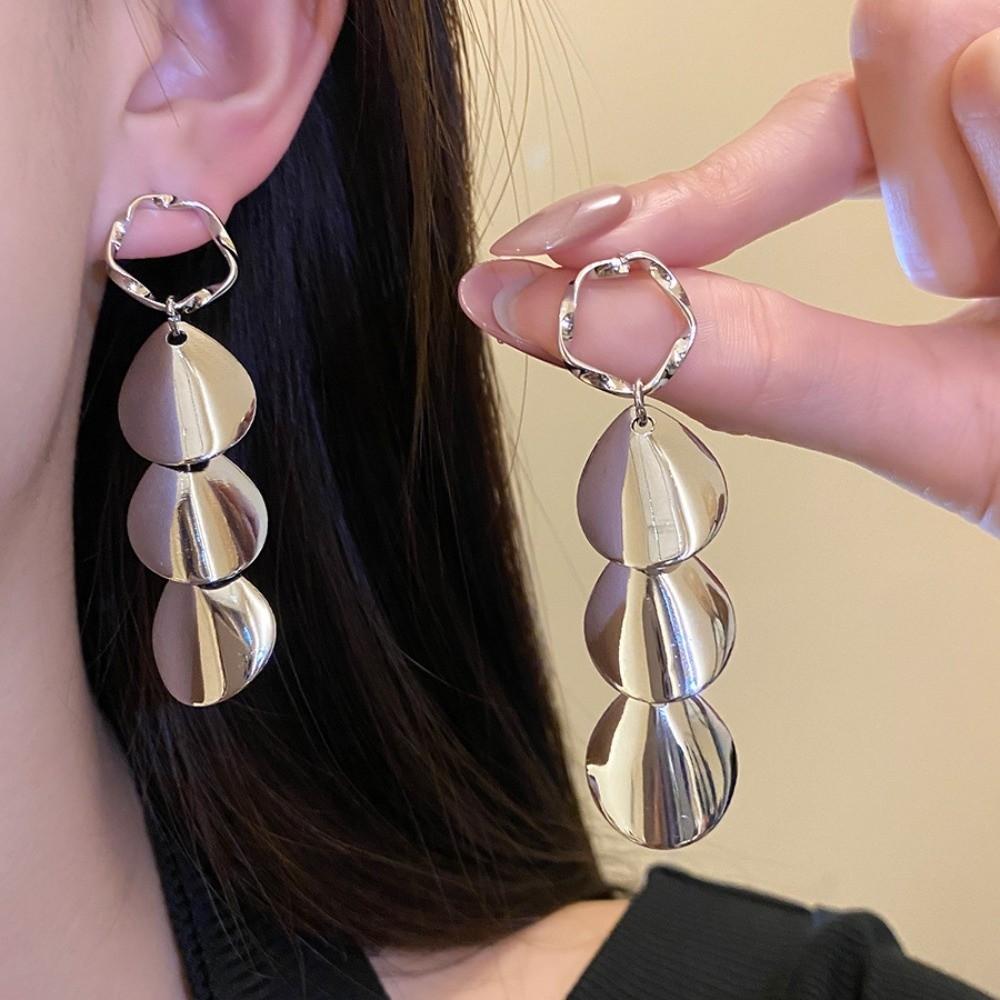 Round Circular Tassel Earrings Gift Accessories Ear Pendant Metal Drop Earrings Women