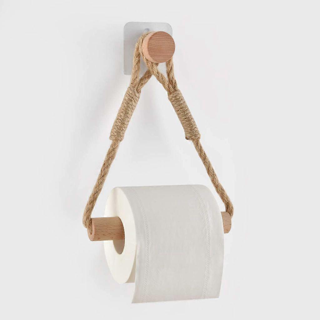 1pc Toilet Paper Holder No Drilling Toilet Paper Holder No Drilling Wooden Toilet Paper Holder Toilet Bathroom Accessories