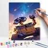 Disney WallE digital oil painting diy handpainted coloring painting home decoration, galaxy robot wall art for aesthetic room decor