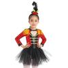 Kids Girls Carnival Party Circus Ringmaster Costume Long Sleeve Sequin Dress with Mini Top Hat Dancewear