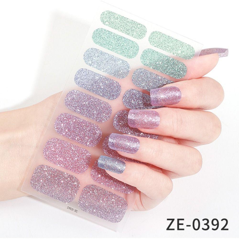 5Sheets Gradient Colors Gel Nail Polish Strips Glittering Gel Full Nail Wraps  DIY NAil Art Making