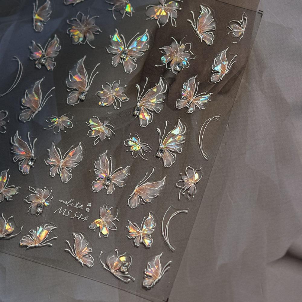 Self Adhesive Flower Nail Stickers 5D Nail Decals DIY Shell Light Nail Stickers  Women