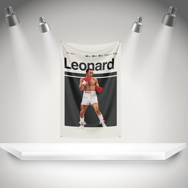 Ssugar Ray Leonards Flag Boxer Banner 3x5ft With Brass Grommets Hd Printing Tapestry Exhibition Boxer Sports Fans Garage Decor