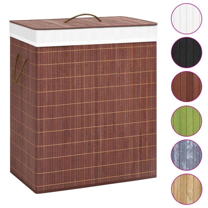 VidaXL Laundry Basket with 2 Sections Brown Bamboo 100 L 320748