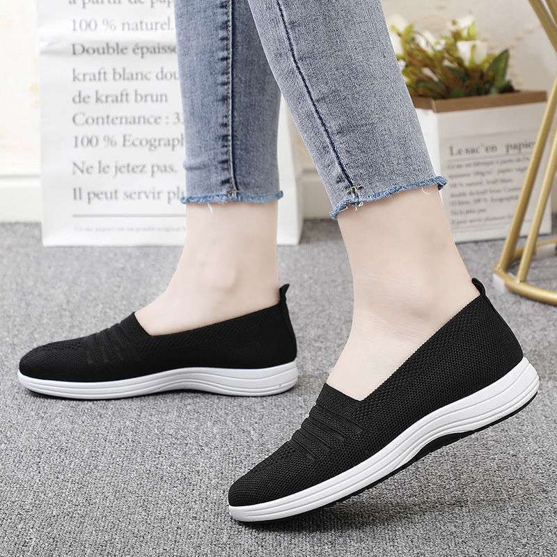 Spring and Summer New Flying Woven Old North Cloth Shoes Women's Casual Running Sports Shoes Summer Mesh Shoes Non-slip Breathable Single Shoes