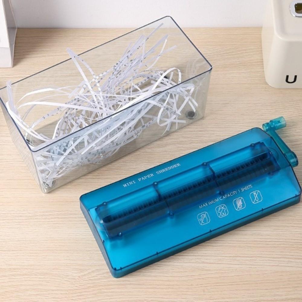 ABS Hand Shredder Hand Crank Mini Manual Shredder Transparent Eco-Friendly Documents Paper Cutting Tool Birthday Gift