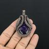 Аметистовый кулон, ювелирное изделие из драгоценного камня, кулон, обернутый медной проволокой 999 пробы, подарок для женщин, кулон ручной работы